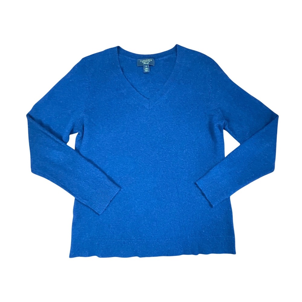 Charter Club Luxury 100% Cashmere V-Neck Sweater Royal Blue Womens Medium FA23